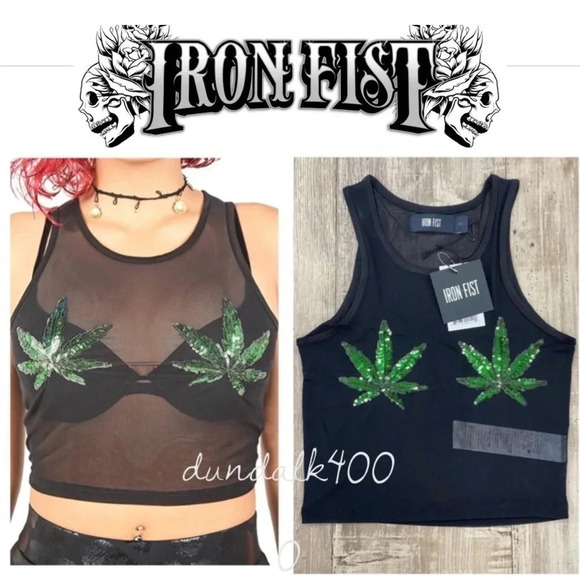 Iron Fist Tops - Iron Fist Mary Jane mesh crop tank top.